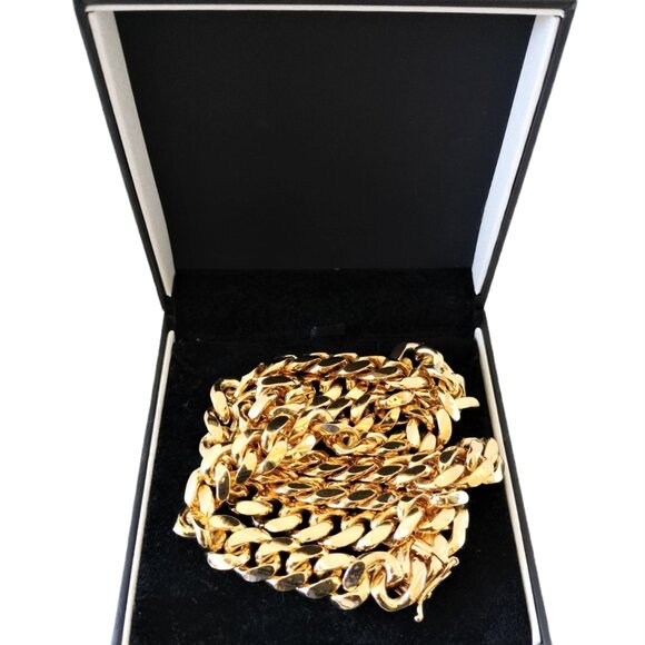 Cuban Link 925 Silver, Yellow Gold Plated Necklace - Picture 5 of 5
